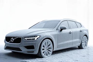 A car covered in thick snow foam during a pre-wash stage.
